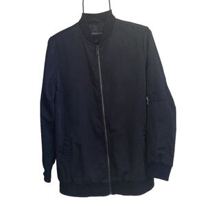 Bernardo Black Bomber Jacket Collar Full Zip Pockets Lined Men’s Size Small